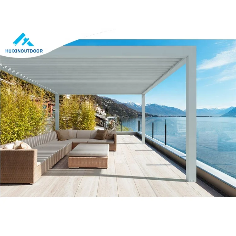 Aluminum Outdoor Gazebo Hardtop Retractable Louvered Bracket Pergola Aluminium Bioclimatic Pergola Motorized Aluminium 10 Year