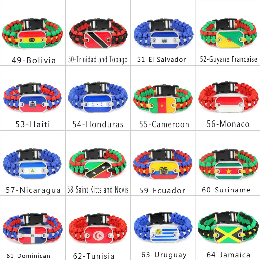 Women Men Unisex Woven Cheap AdjustableRope Handmade Team Paracord Braided USA America  National Country Flag Bracelet
