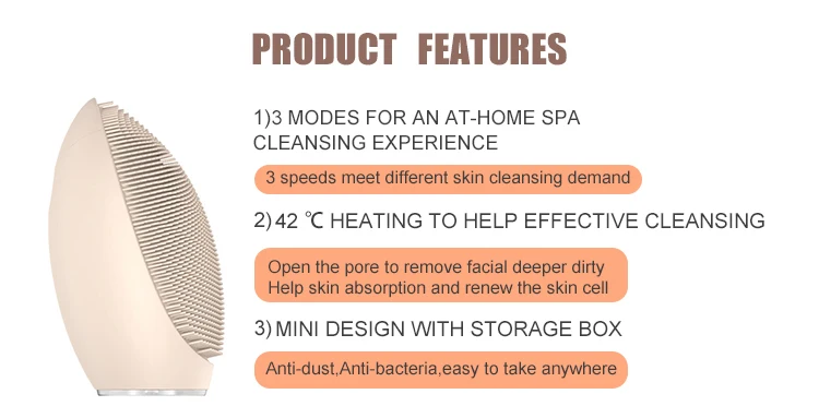 Heating Sonic Vibration Deep Cleaner ultrasonic Skin Care Manual Silicone Face Cleaner Brush Facial Cleansing Spin Brush
