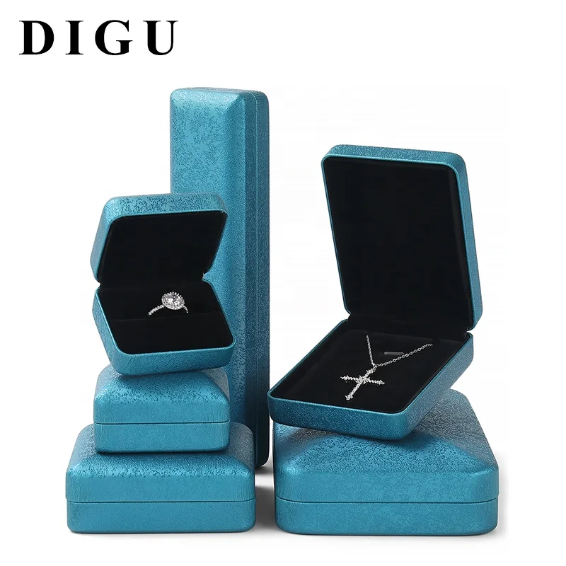 DIGU Wholesale Jewelry Custom Logo Velvet Jewelry Box Luxury Earring Bracelet Necklace Ring Box Jewelry Packaging Box