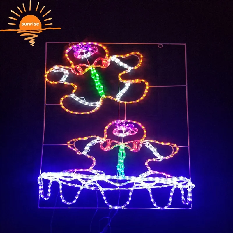 Waterproof Rope Light 2D Santa Sleigh Reindeer Motif Light for Christmas Festival Outdoor Decoration