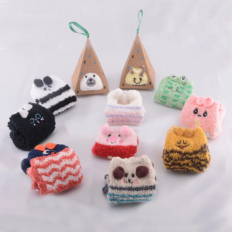 Winter Custom Kids Fluffy Socks Wholesale High Quality Anti Slip Cartoon Children Sock Children Girls For Winter Knitted Casual