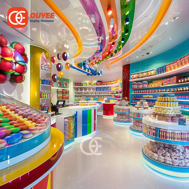 Commercial Furniture Candy Display Island Cookie Display Candy Rack Marble Candy Shop Furniture