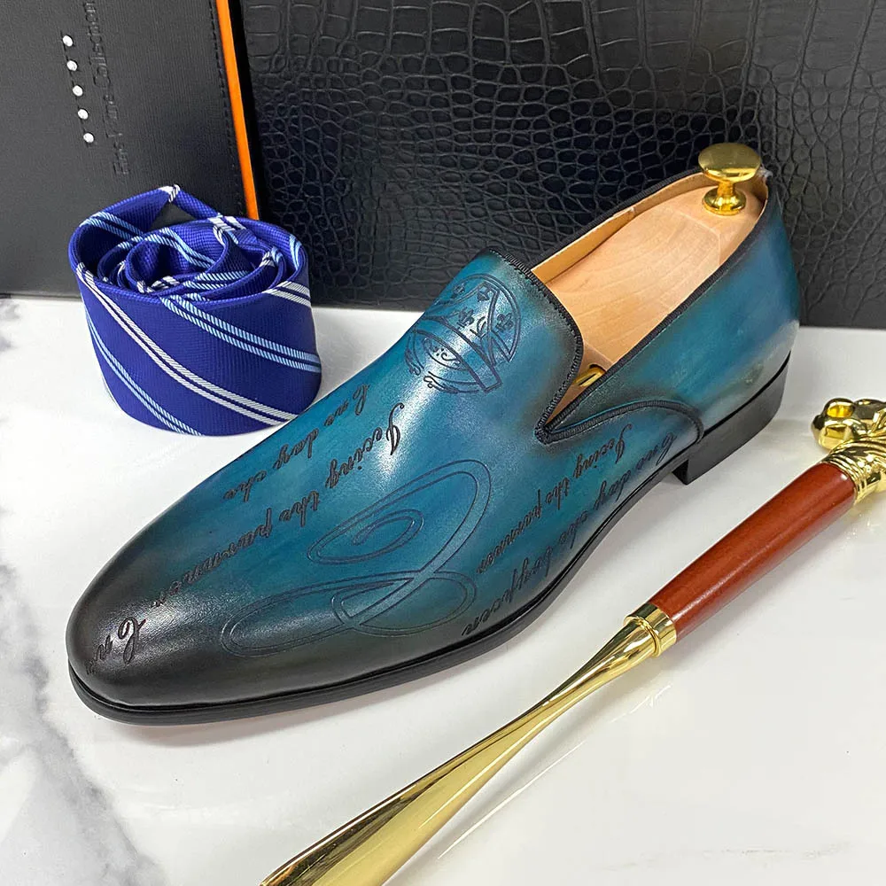 sh11794a Italian mens suit shoes blue dress shoes high end beautiful shoes for men
