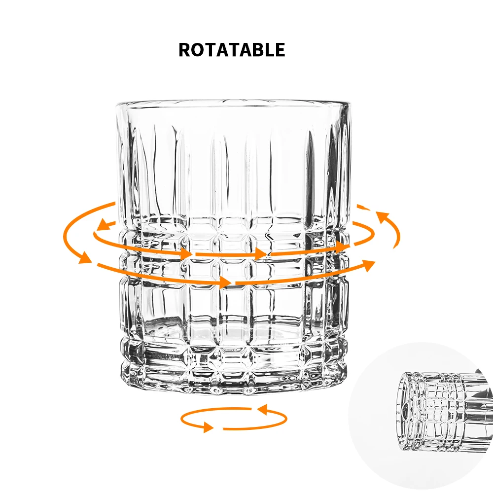 Hot Sale Crystal Rolling Spinning Rotating Turn Swirl Whiskey Whisky Gift Drinking Glasses Glass Cup Cups Set