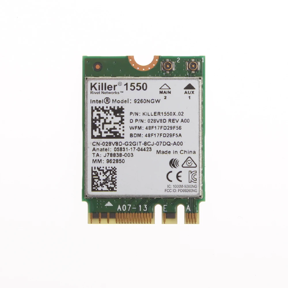 1550 9260NGW беспроводная карта для Dell Intel True Killer Dual Band 802.11ac игровая Wi-Fi 028V8D Alienware