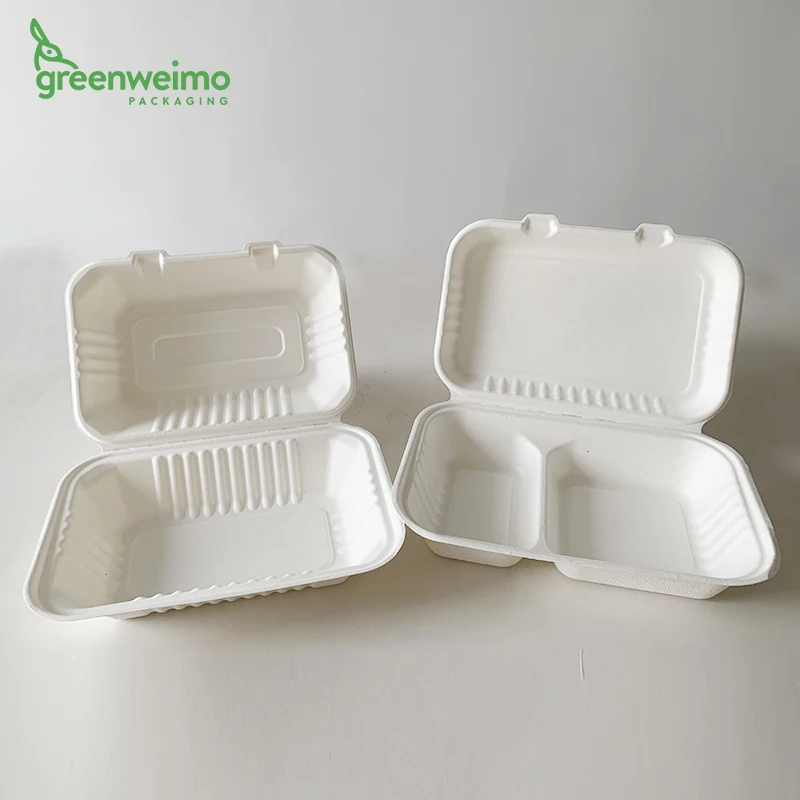 1 and  2 compartment clamshell containers food biodegradable takeaway clamshell packaging