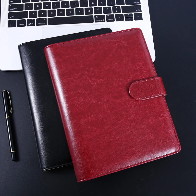 Блокнот А5 из искусственной кожи с U-образной пряжкой и слотом для карты