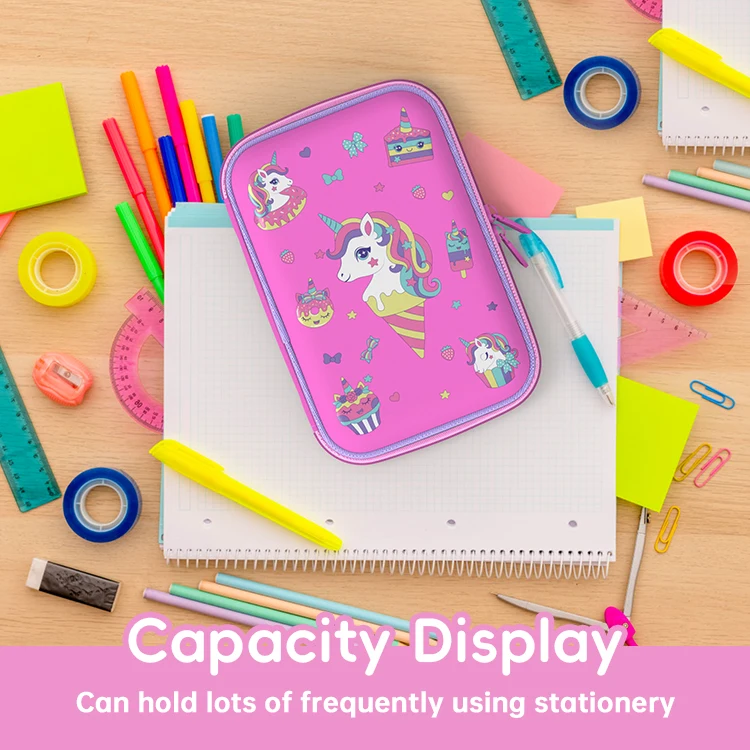 Custom Cute unicorn  3D eva pencil case  Kids School a  Pencil Cases For Girls