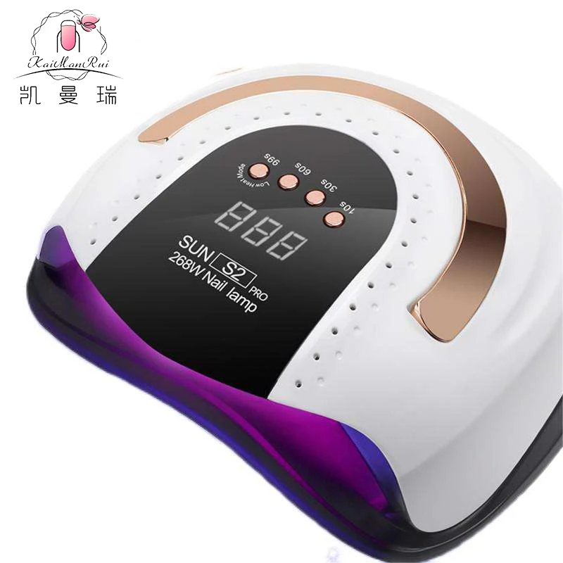 New Arrival  Portable 268W High Power Sun S2 Pro Led Uv Nail Lamp Gel Polish Curing Dryer Lamp For Manicure Salon