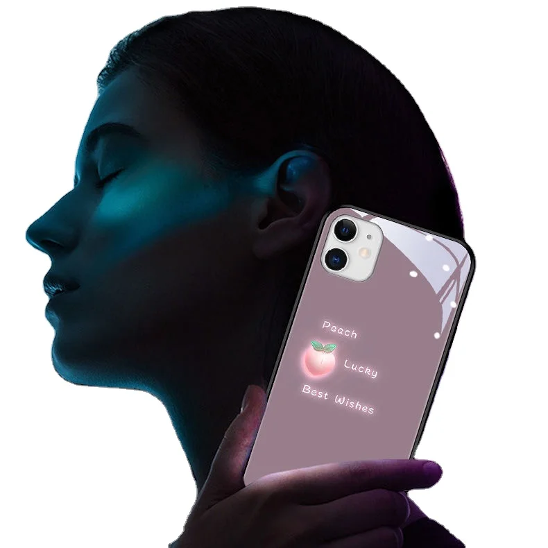 Green pear pink peach flash led light up phone case for iphone x xr xs max 8 plus 11 12 13 pro max