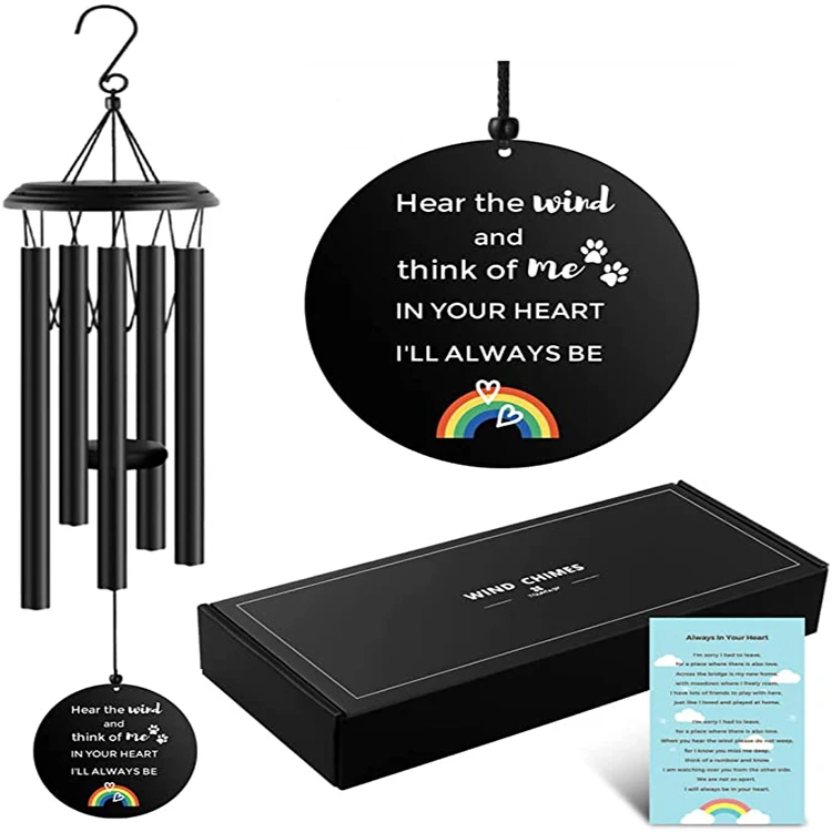 Pet Memorial Wind Chimes, Outdoor Large Metal Sympathy Custom Wind Chime Bamboo Wind Chime Bells Supplies