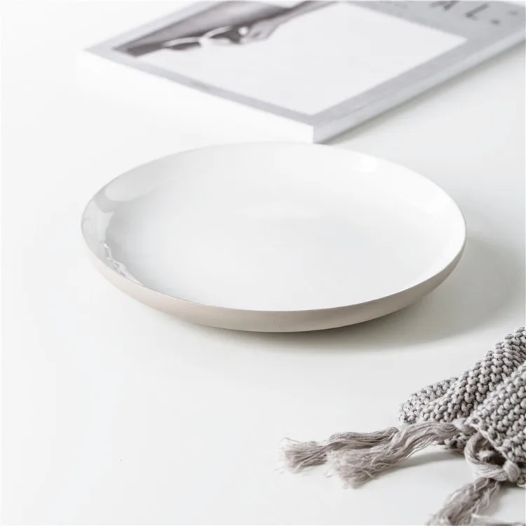 Modern minimalism style round home and hotel dish ceramic plate white plate ceramic