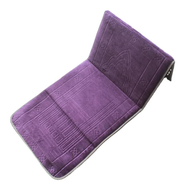New Plain Embossed Portable Pilgrimage Thick Prayer Mat Muslim Carpet Islam Foldable Prayer Mat with Backrest prayer mat sets