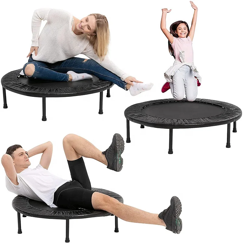 Gym Equipment Indoor Heavy Duty Mini Fitness Trampoline, 39in/44in | 36 Premium Elastic Cord Bungees with 7 Firmness Settings