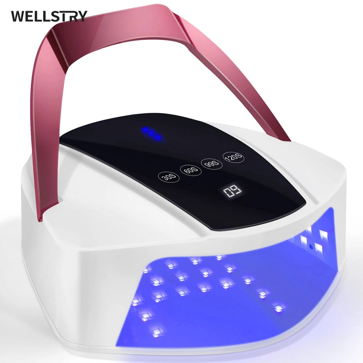 WELLSTRY Cordless LED Nail Lamp with Portable Handle Secadora de Unas Curado de Esmalte de Gel 96W Rechargeable Curing UV Lamp