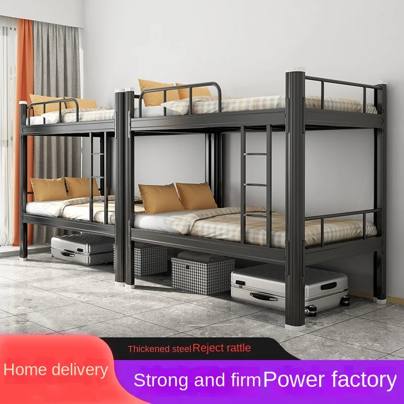Modern Design Iron Frame Single Bed Adjustable High and Low Loft Bed for Staff Dormitory and Student Apartment Bedroom