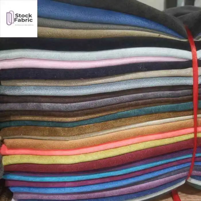 Hot selling ready goods nylon polyester corduroy dyed stock fabric for garment