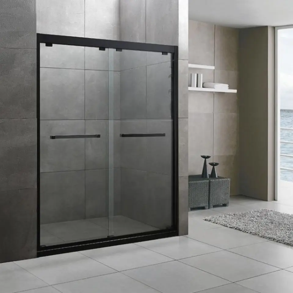 Household one-line dry and wet separation tempered frosted glass shower room