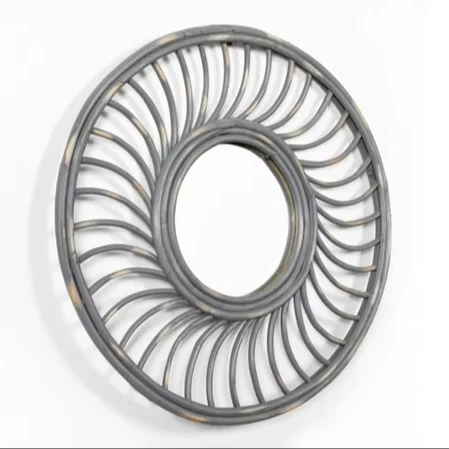 Spiral Elegance Mirror High Quality Manufacturer Natural Rattan Mirror Flower Shaped Frame Woven Mirror For Wall Decor