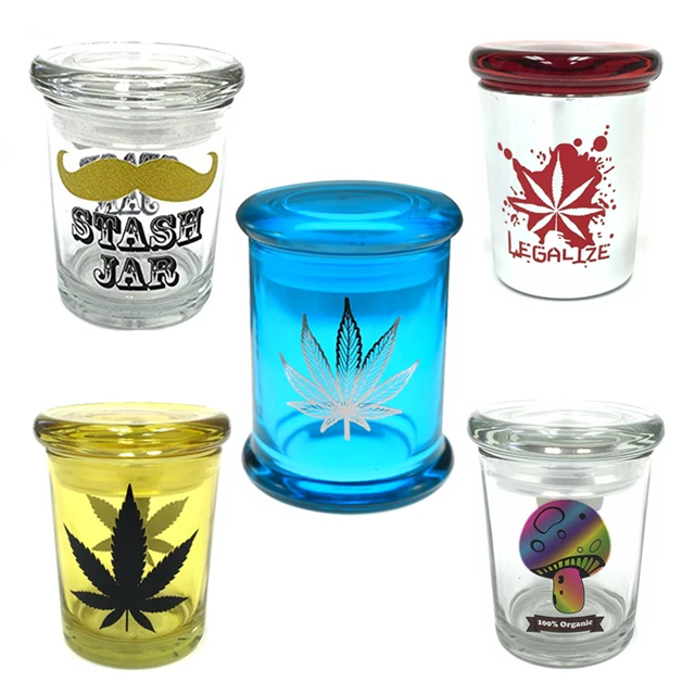 
Hot sale New Arrival Custom Logo Herb Weed Tobacco Stash Pop Top Jar Glass Lid Storage Container Lighters & Smoking Accessories  (62355247878)