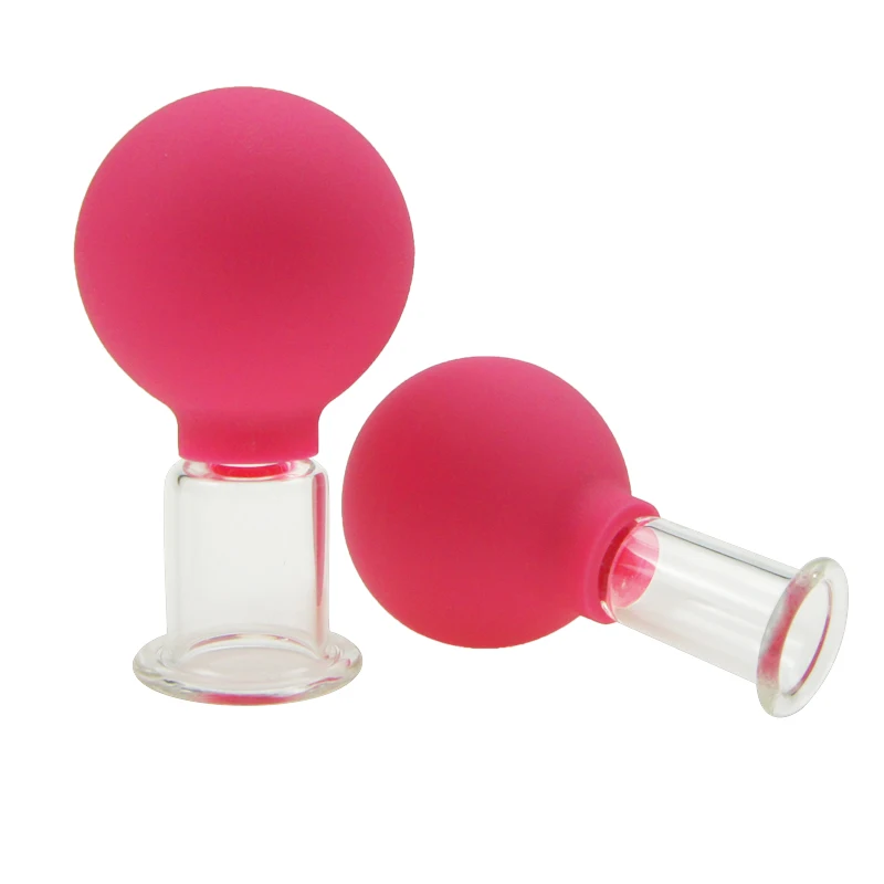 Amazon Rubber Suction Bulb Glass Cupping Set 2pcs Anti cellulite vacuum Massage body facial massage  rejuva cup