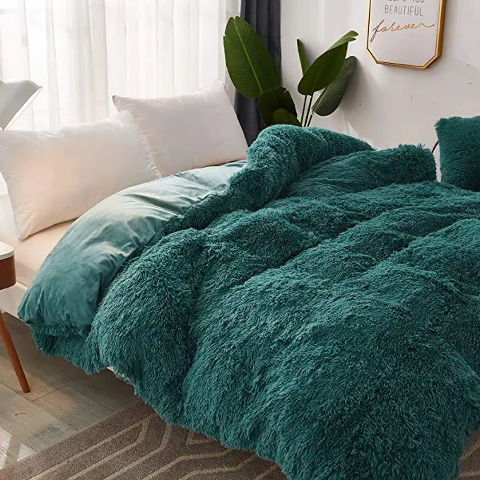 Soft Breathable Fur Warmth Duvet Plush Shaggy Bed Quilt Ultra Crystal Velvet Bedding Quilt