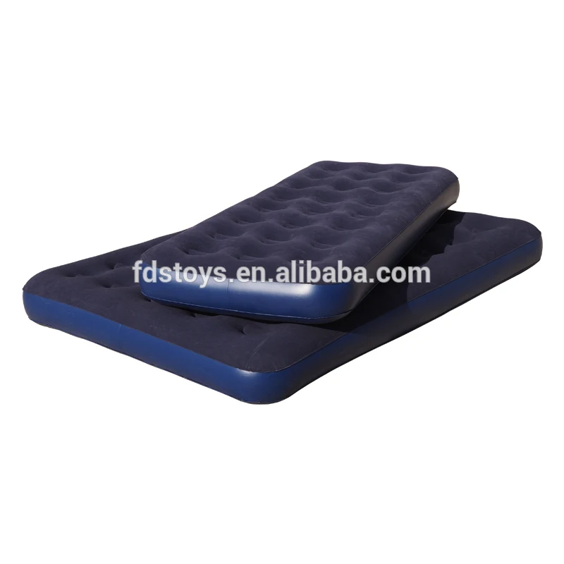 wholesale inflatable flocking single double bed folding type of outdoor recreation PVC inflatable bed