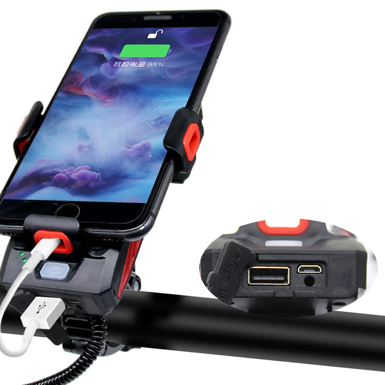 Многофункциональный велосипедный фонарь обновления 4 в 1 передний 3 * LED MTB фара держатель телефона кронштейн динамик лампа внешнего