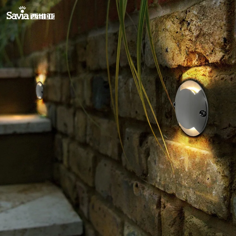 Savia 12V Surface Mounted Luminaire 1W Outdoor Waterproof IP67 Round Aluminum Step stairr Lamp Led Underground Light