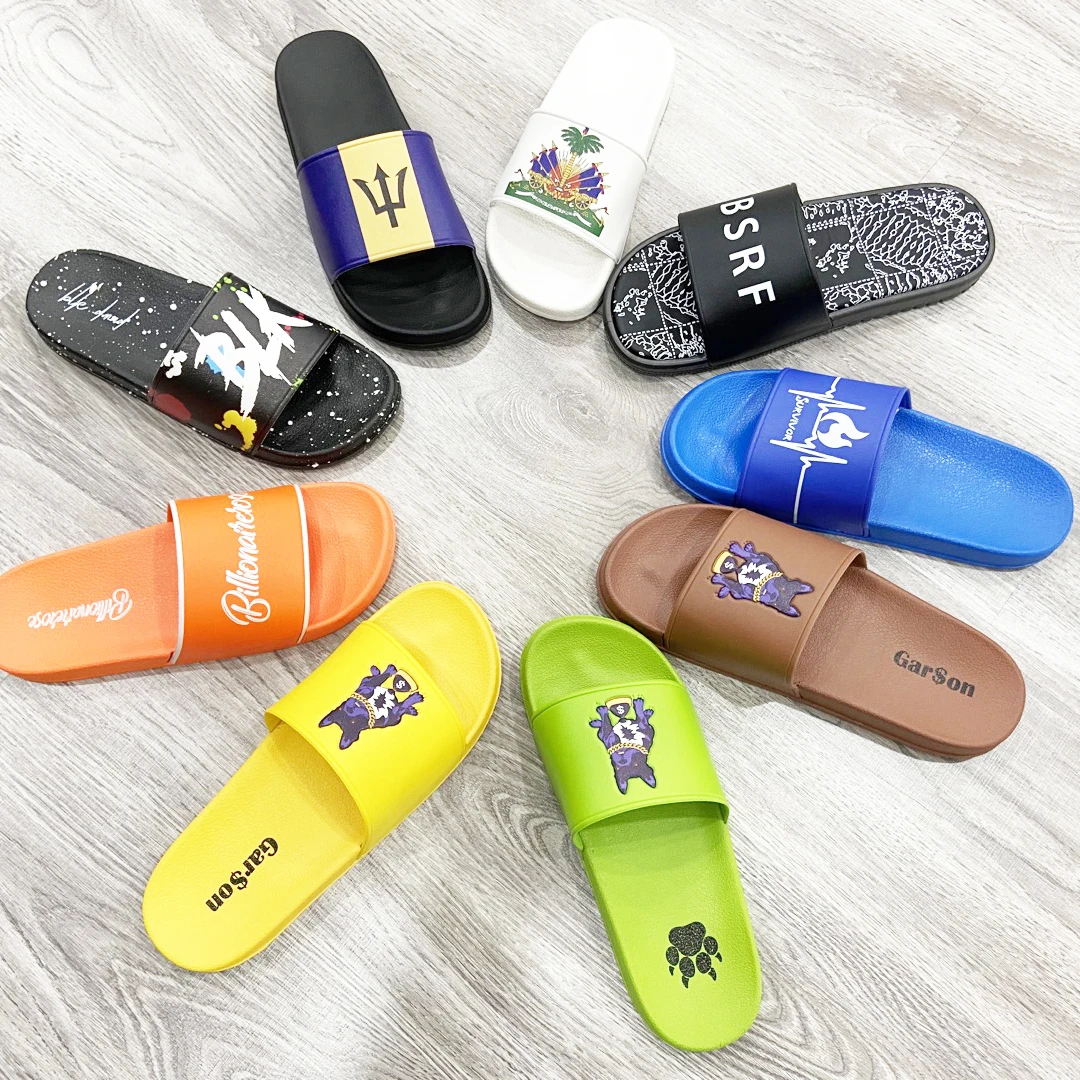 
PCU home and shower women and ladies sliders, summer colorful big foot sliders slippers, PVC blank plain slide footwear 