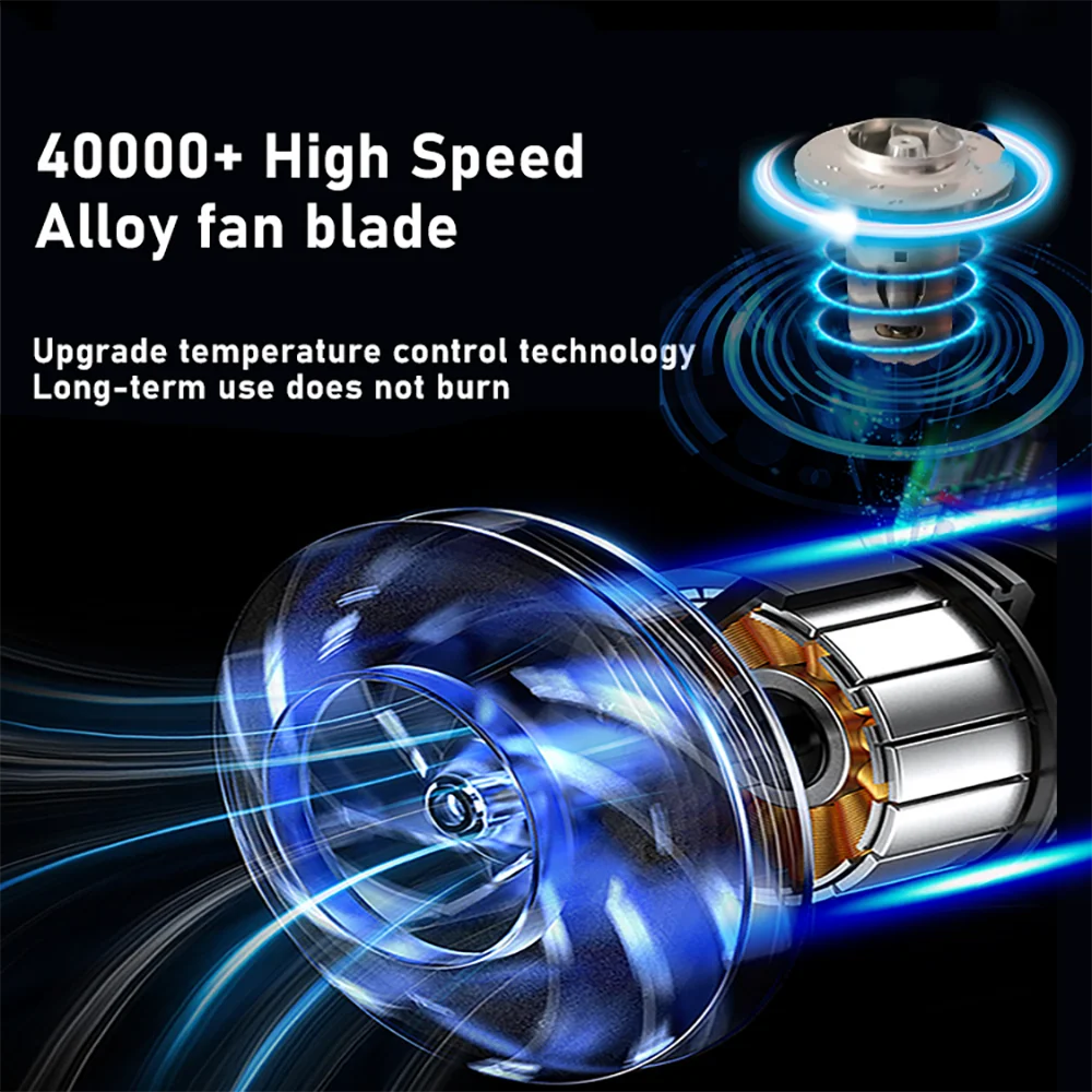 2 In 1 Smart Portable High Pressure 8000Pa Strong Power High Power Motor 120W Cordless Rechargeable Two Gears Car Vacuum Cleaner