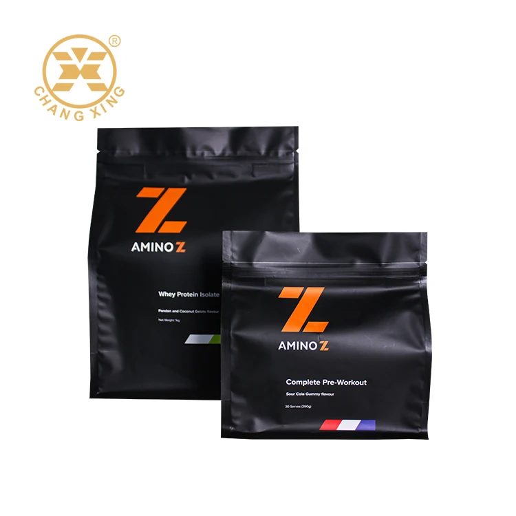 Whey Protein Powder Bag 1kg  2kg 5 kg 10kg with Zipper Stand Up Pouch Packaging Flat Bottom Pouch