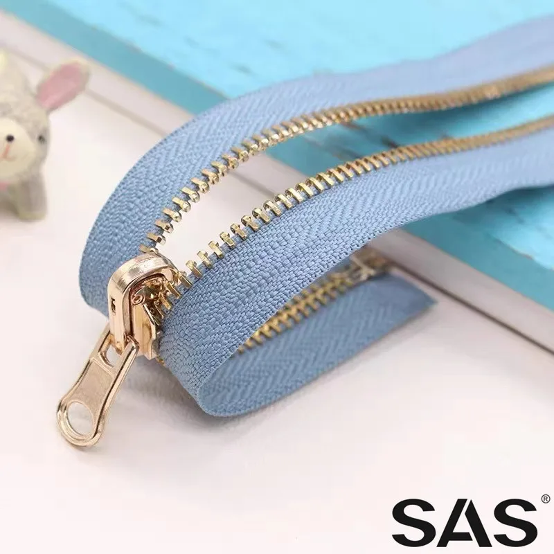 SAS Best Selling Products in China Garment Zip Bags Gold Metal Customized  Brass Metal Zipper