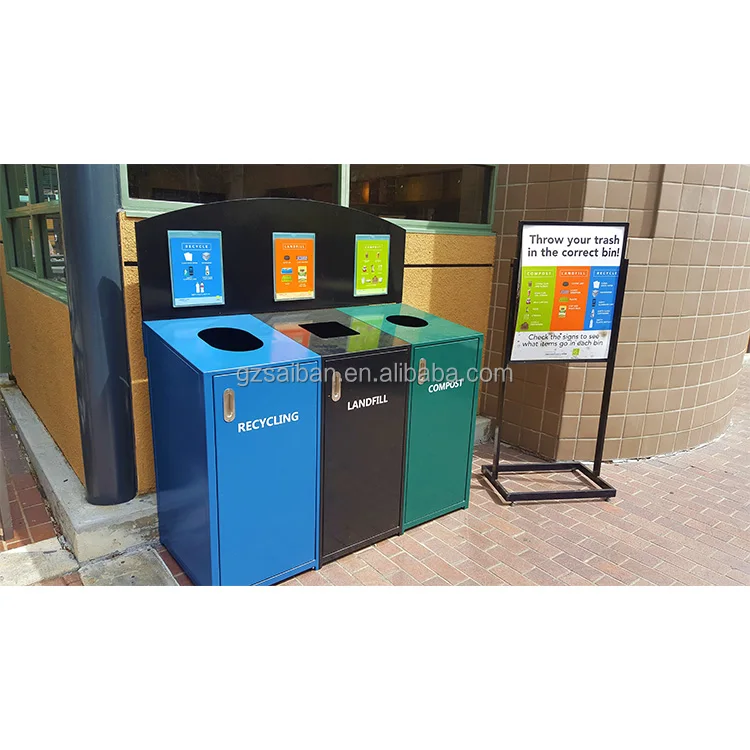 Classified trash can street decorative garbage cans 4-classified trash bin outdoor for park
