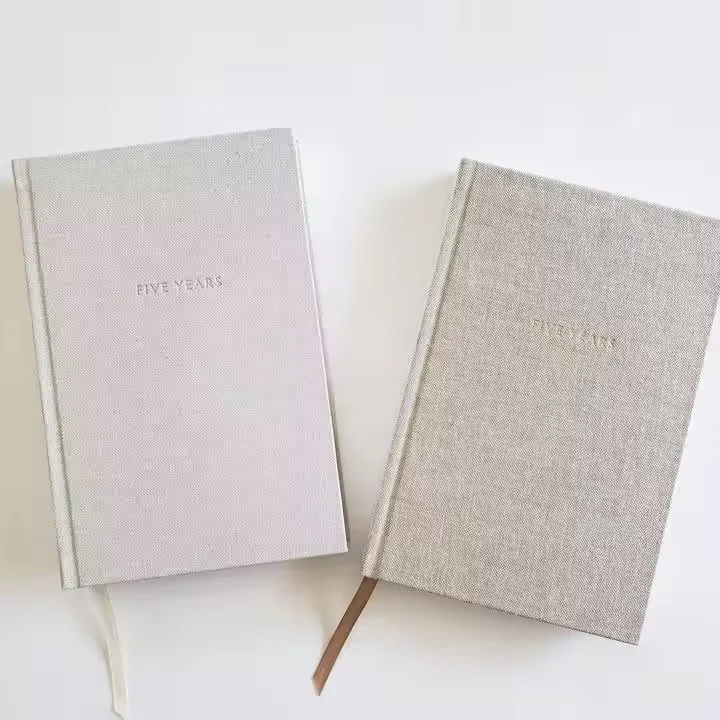 Custom Stationery A5 Hardcover Notebook Hardbound Linen Plain Cover Note Book Health and Wellness Day Journal