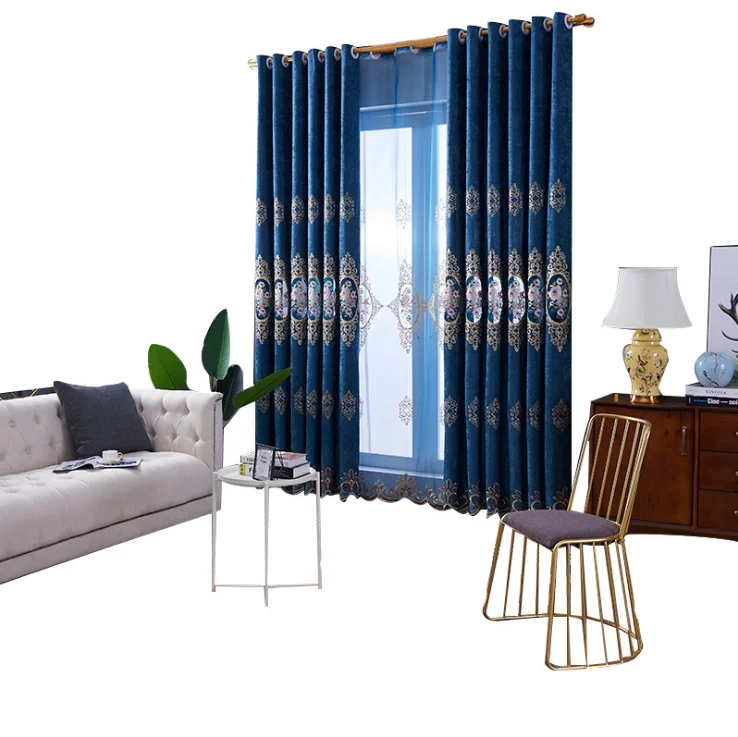 hot sale luxury european style window curtain  ready made finished curtains for living rooms