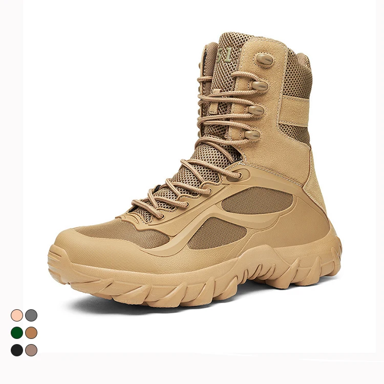 Plus big size hunting lace-up Hiking tactical leather combat boots shoes for men