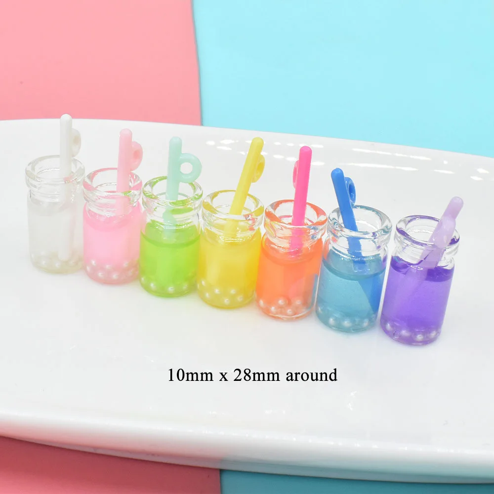 Yiwu wintop новейший пластиковый жемчуг внутри boba tea 3d миниатюрные Стеклянные Подвески поддельные поделки для брелока