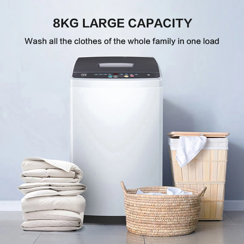 Clothes Are Clean 8kg White Washing Machines Automatic Washing Machine Professional Washing Machine for Home