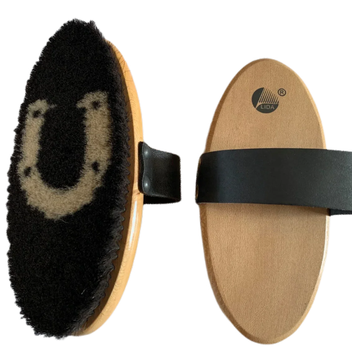 Factory Wholesale Large Horse Wooden Brush with Natural Bristles Horseshoe Design for Racing Horse Grooming Kit