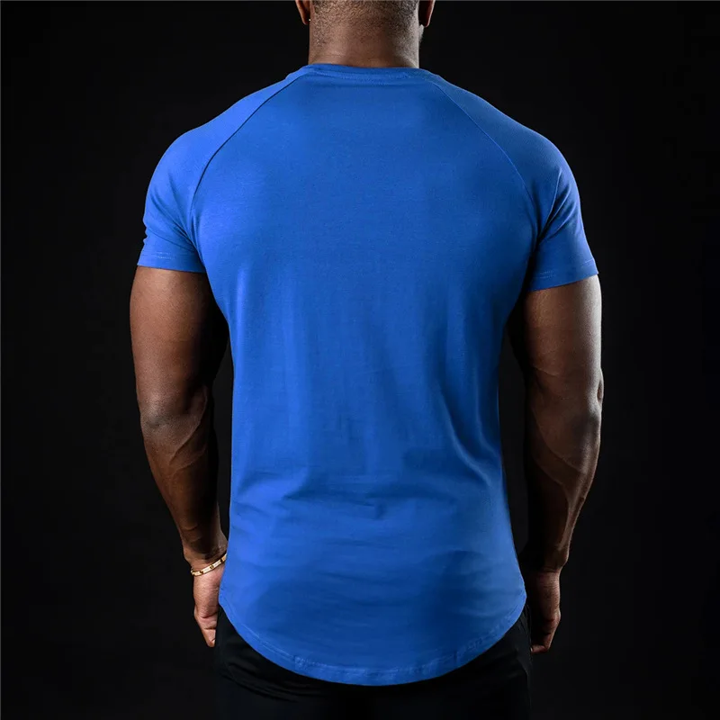 Custom High Quality 95 Cotton 5 Spandex Sports Men T Shirt Plain Running Fitted Gym Logo Printing On Mens T Shirt