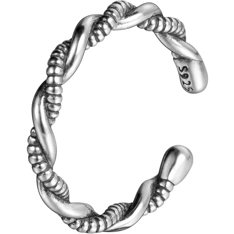 Handmade Opening Twist Woven Adjustable Ring Style Thai Silver Vintage for Women Men Silver 925 Jewelry Factory 2pcs 3-15days