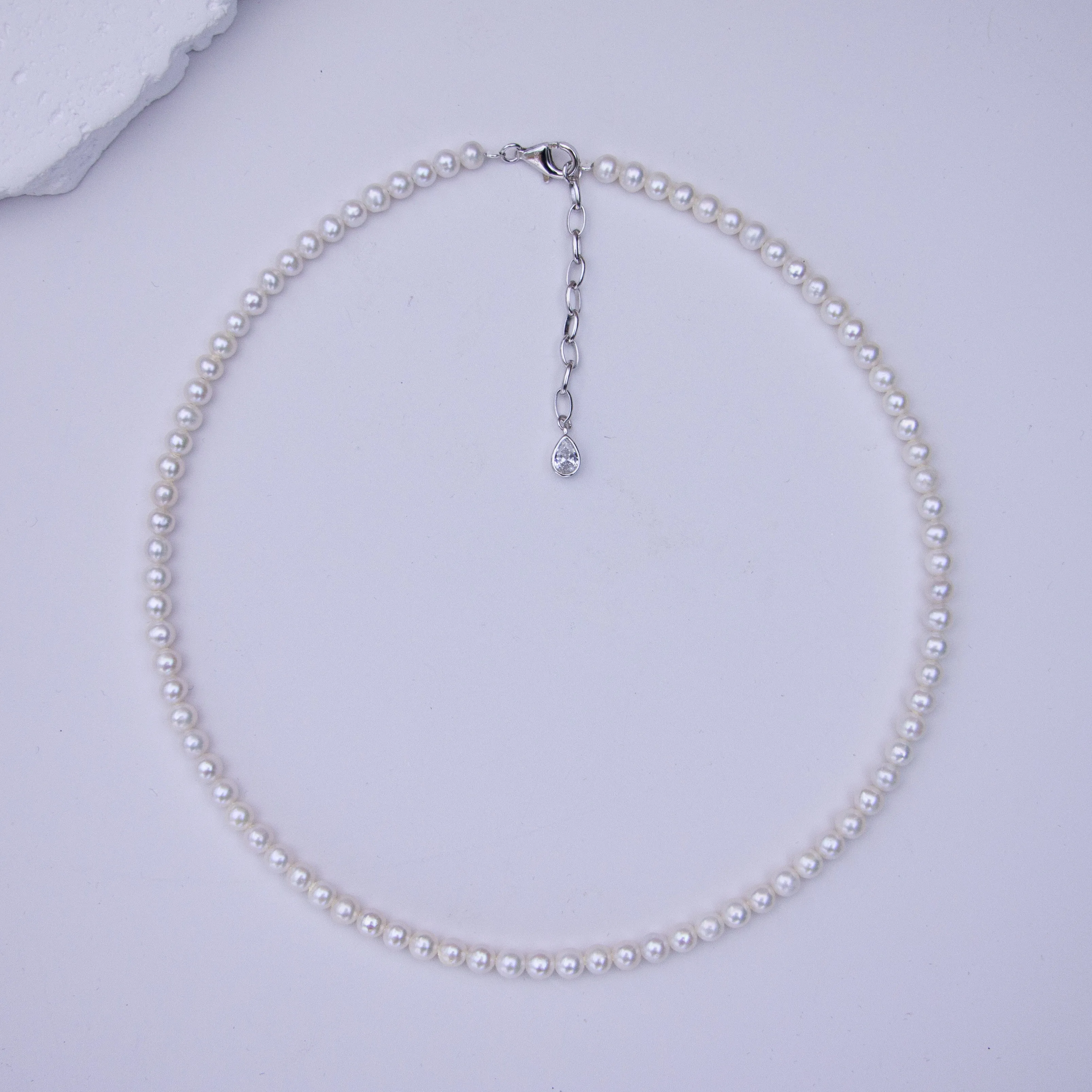 S925 Silver Accessories Freshwater Core White Pearl Necklace 4.5-5mm Near Round Flaws