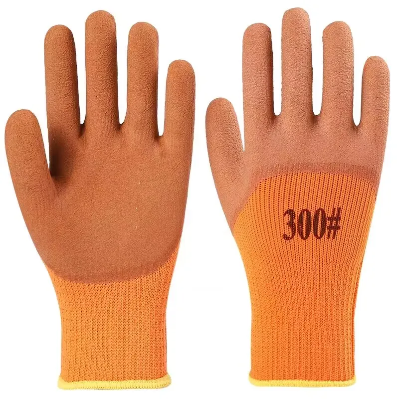foam latex gloves polyester terry acrylic glove  brown latex foam breathable garden gloves
