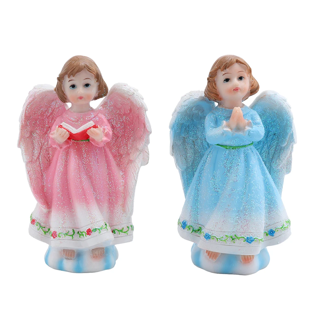 5inch Girl Angel Statues Resin Angel Sculpture Decoration Pink and Blue Girl Angel Figurines Religious Gift
