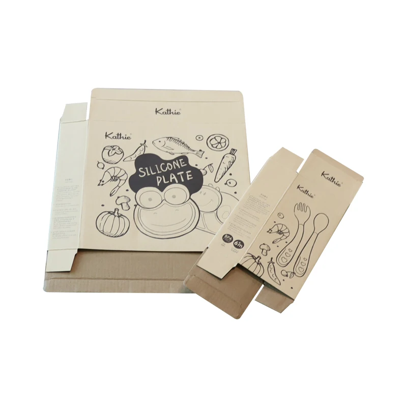 Gray cardboard tableware cutlery spoon knife and fork set packaging box customization