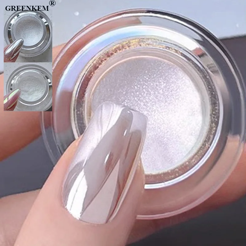 2024 New Trend Private Label Metallic Dust Mirror Moonlight Powder New Silver Aurora Nail Powder Mirror Chrome Nail Powder