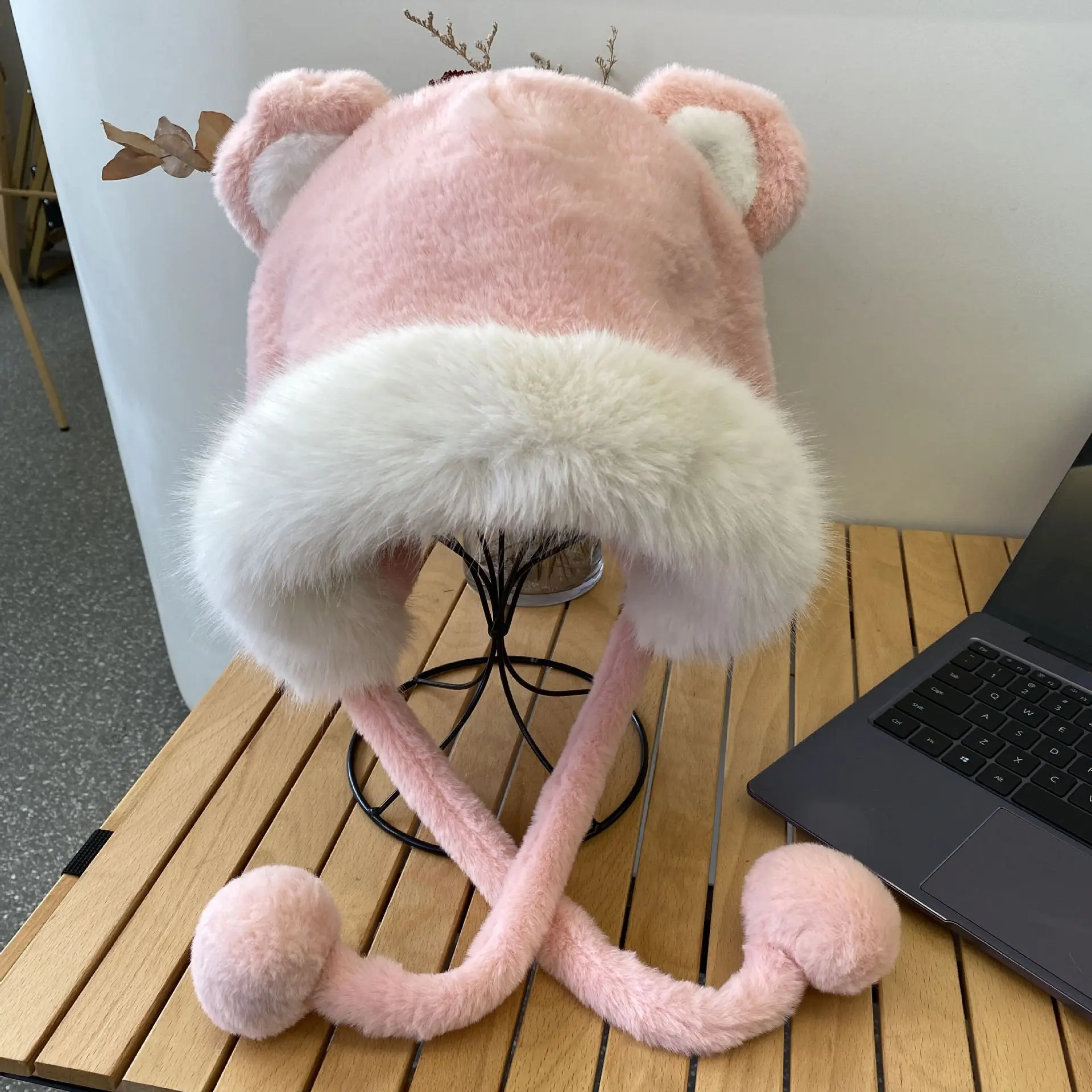 Autumn and Winter New Version Cute Thickened and Warm Female Little Bear Ear Plush Hat Women Ear Protector Hat