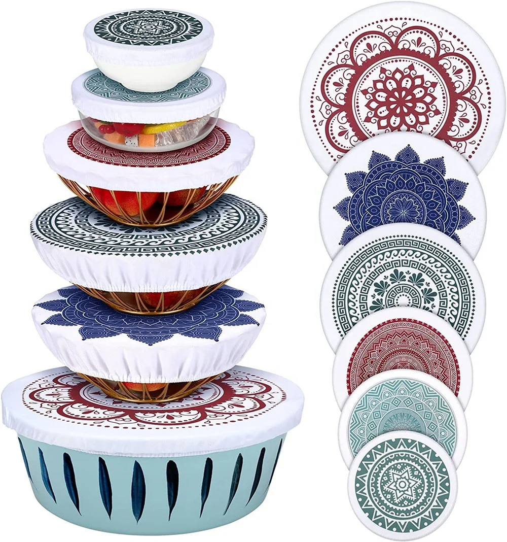 Reusable Elastic Food Storage Cover Stretchy Fabric Cloth Bread Bowl Covers Dish Covers